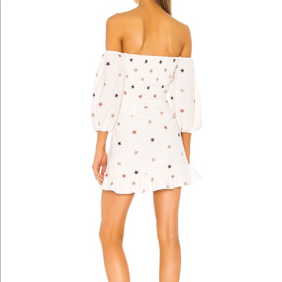 White dress with red & blue stars. Front cutout and side zipper. Fits like xs/s - Picture 2 of 7